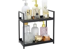 Douzi 2-Tier Bathroom Organiser Shelf, Makeup & Toiletries Storage Rack for Bedrooms, Kitchens & Sink Units, Cosmetic Organiser Rack-Black