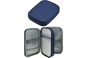 LOOEN Sac à crochet, sac d'organisation portable pour crochets et autres accessoires de crochet, sac de rangement, bleu jeans, Bleu denim