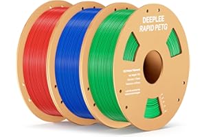 Filamento Rápido DEEPLEE PETG 1.75 mm Rojo/Azul/Verde 3KG, Material 3D de Alta Velocidad 600 mm/s y Alta Resistencia al Impacto, Compatible con Impresoras FDM
