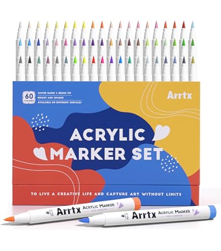 Marqueurs acryliques géants 12 couleurs (pointes larges de 10 mm- Art