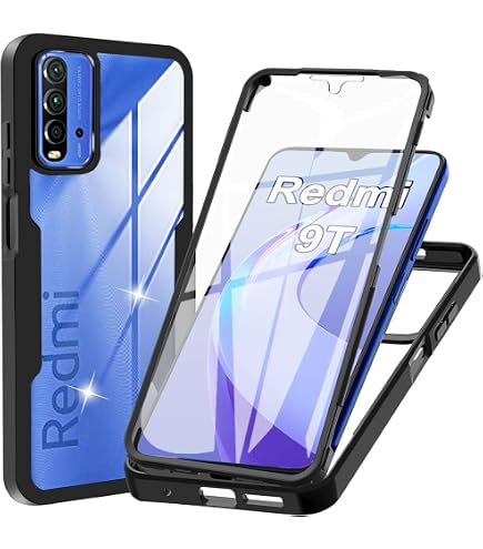 Wuzixi Cover per Xiaomi Redmi Note 9T 5G. Rugged Armor Design, Antiurto Hard PC+Cover in Silicone TPU, Anti-Graffio, Custodia per Xiaomi Redmi Note 9T 5G.Nero