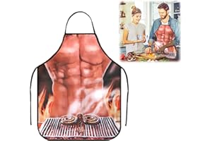 QARULG Grembiule Cucina Divertenti Uomo Grembiule Sexy Barbecue Partito Donna Creativo Impermeabile Novità Cottura 3D Grigliare Cosplay Idea Regalo per Fidanzati BBQ Regalo di San Valentino Party Muscle Nerd