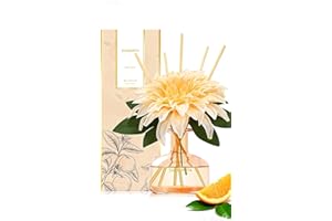 ‎SAUSSAVITA Saussavita Blume Raumduft Reed Diffuser Zitrusfest Duft für 120 Tage, Aroma Diffuser mit 7 Duftstäbchen,Bernstein-Glasflasche | Intensiver Zitrusduft