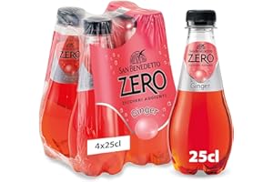 San Benedetto, Bibita Analcolica Gassata al Ginger Zero, 4x250 ml, Senza Zuccheri Aggiunti e con Pochissime Calorie, Rinfrescante e Leggera