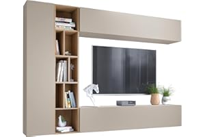 ‎MIRJAN24 Mirjan24 Wohnwand Kodita, Anbauwand, Fernsehschrank, Schrankwand, Mediawand, Wandregal, Schrank, TV-Lowboard (Cashmere/Eiche Cremona)