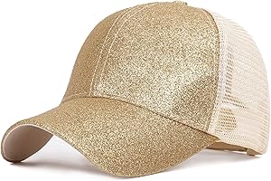 WULIQIUQIU Baseball Cap for Girls Rainbow Gradient Mesh Hat Criss Cross Ponytail Baseball Caps Sun Hats