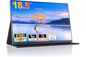CUIUIC Portable Gaming Monitor 18.5 inch, portable laptop Full HD IPS Screen with HDR 1080P 100% sRGB, HDMI and USB Type-C Connection, VESA, Second Screen for Laptop/PS4/5/Xbox/Phone