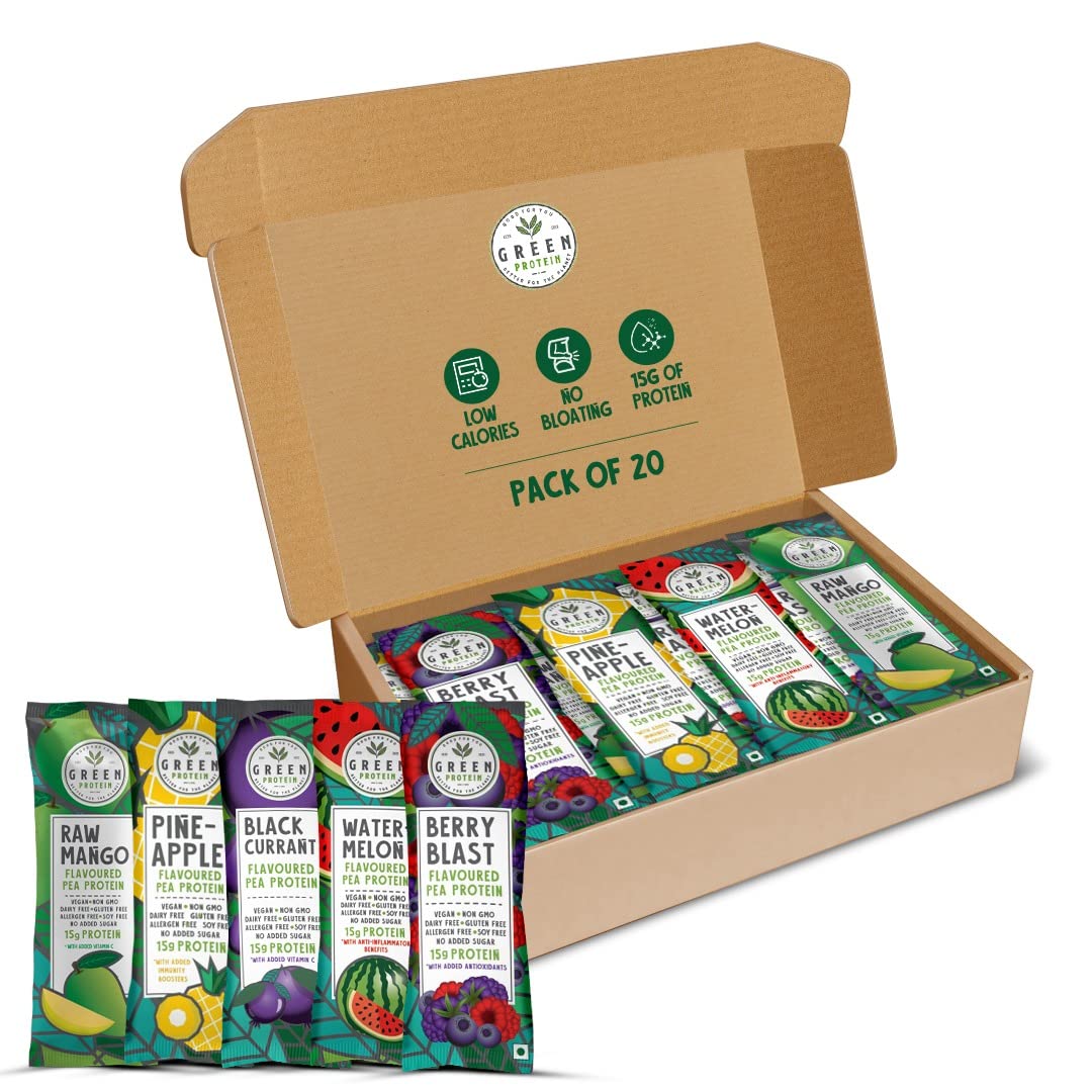 GREEN PROTEIN Pea Protein Isolate Powder, Vegan Plant Protein, Dairy Free With No Added Sugar, Pineapple, Black Currant, and 