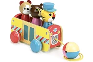 Vilac Vilac7736 Coach Toy, Pull Along Bus + Animal Shape Sorter, Small