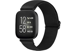 Runostrich Adjustable Elastic Watch Straps Compatible with Fitbit Versa/Fitbit Versa 2 Nylon Sport Loop Stretch Wristband Replacement Band for Women Men (L)