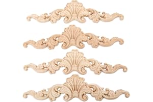 MUXSAM 4 applique in legno intagliato onlay doppio motivo floreale decalcomanie stile pastorale scultura in legno floreale decorazione angolare per porte finestre Mirro armadio armadio comò Furnitrue