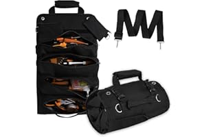LOVEHAI Tool Organizer Bag, Foldable Roll Up Heavy Duty Bag Organizer, with 2 Detachable Pouches, Mechanic Carrying Toolbag, Gifts for Dad Men Birthday Father Day