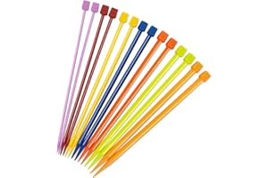 YOLEV 14 Piezas Agujas de Tejer Punto de Plástico de 25cm/9,84 Pulgadas de Largo Conjunto de Agujas de Tejer de Una Sola Punta Herramientas de Tejer para Manualidades DIY para Hacer Suéteres Chales Bufandas