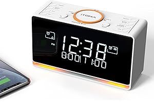 iTOMA DAB+ & FM Radio Alarm Clock with 40 Presets, Bluetooth,Dual Alarm with Snooze,Sleep Timer, Adjustable Volume, Dimmer Control, USB Port and Earphone Jack, Alarm Clock for Bedroom 728