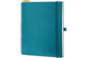 POPRUN Academic Diary 2024-2025 Week to View Large (26.5x21.5 cm) Soft Cover Spiral 17 Months (Aug'24 - Dec'25) Mid Year Diary 24/25 Vertical Weekly Planner (Pacific Green)