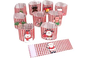 PVEATH Anelli Portatovagliolo Portatovaglioli natalizi Portatovaglioli di Babbo Natale Portarotoli 10 pezzi Anelli portatovaglioli diamante argento/rosso Fibbie per decorazioni natalizie da tavola Red