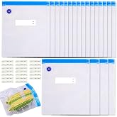 Vacuum Freezer Bags Pack of 10 Vacuum Sealed Bags Kit Includes 20 White Zip Clips Each 26 x 40 cm for Food Storage and Sous Vous Cooking BPA-Free Transparent