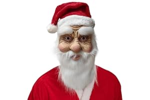 MICACORN Weihnachtsmann Maske Realistische Weihnachtsmann Maske Weihnachtsmann Vollgesichtsmaske aus Latex Kopfmaske Weihnachten Mit Bart Und Rotem Hut für Weihnachten Cosplay Requisiten Santa Claus Maske