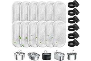 WEIKEY Katzenbrunnen Filter, 24 Stück Ersatzfilter Für Trinkbrunnen, 12 Stück Kohlefilter Und 12 Stück Schaumfilter, Wasserfilter Passend für 2L/3.2L/4L Edelstahl Trinkbrunnen Für Katzen Und Hunde