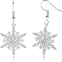 JiaYang Orecchini A Goccia Con Fiocco Di Neve, Argento 925 Placcato Oro Bianco, Regalo Di Natale Per Madre O Moglie