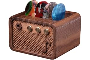 CoolGift Mart Gitarrenzubehör, Walnuss Holz E-Gitarre Amp geformt Gitarre Plektrumhalter, Geschenk für Gitarrenspieler Gitarristen für Picks Lagerung und Anzeige