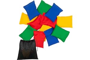 WOFEU 12pcs Bean Bags Throwing,3.2″x4.8″ Toss Beanbags for Kids Easy Grip, Mini Corn hole for Teenagers Tossing, Double Stitching Beanbag for Juggling Sports Outdoor Family Party Games