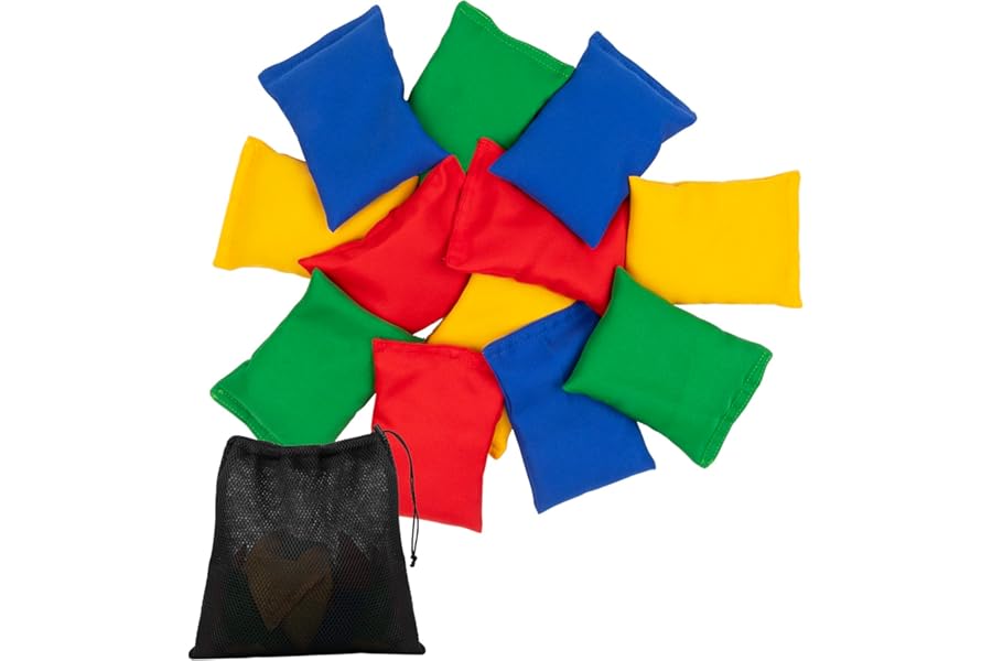 WOFEU 12pcs Bean Bags Throwing,3.2″x4.8″ Toss Beanbags for Kids Easy Grip, Mini Corn hole for Teenagers Tossing, Double Stitching Beanbag for Juggling Sports Outdoor Family Party Games