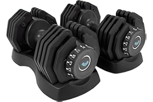 BRAINGAIN Adjustable Dumbbells Set 24kg / 40kg Pair | Space Saving Adjustable Weights for Home Gym | Multiple Dumbbells in One | Smart Click Technology