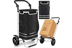 ‎DIMONO Dimono® Einkaufstrolley Klappbarer 3 in1 Trolley zum Einkaufen; 56 Liter inkl. Kühlfach; Transportwagen Shopping-Trolley Einkaufswagen Einkaufstasche (Schwarz)