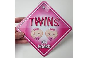 JUST THE OCCASION Baby FACE Girl Twins Non Personalised Novelty Baby on Board car Window Sign.