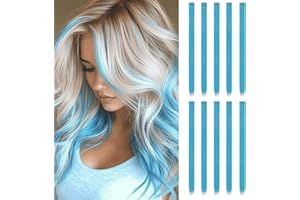 ARWIG 10 Pezzi Extension Capelli Clip | Extension Clip da 55 cm | Blu Extension Capelli | Ciocche Capelli Con Clip | Ciocche Colorate per Capelli Bambina (blu lago)