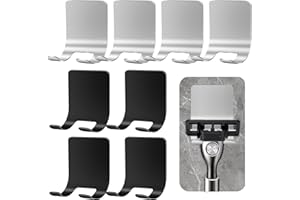 JOCAHULFX 8 Stk Rasierer Halterung Dusche, Rasierhalter Dusche, Rasiererhalter Dusche, Edelstahl Rasierer Halter Haken Ohne Bohren, Selbstklebende Halter Rasierer Dusche Aufhänger für Bad Küche Tür Wandhaken