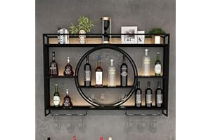 HOTGREENPEPPER Porte-Bouteilles Muraux, Casier À Vin pour Bar, Etagere À Vin Mural, Étagères Polyvalentes en Métal, Étagère À Vin Suspendu, Etagere Murale Cuisine, Porte-Verre À Pied pour La