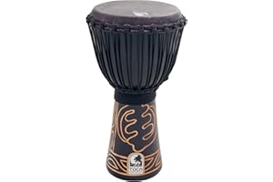 Toca 10-Inch African Rope Tuned Djembe with Bag - Black Mamba