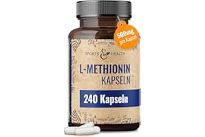 ‎CDF SPORTS & HEALTH SOLUTIONS L-Methionin Kapseln - 500mg pro Tagesdosierung - 240 Kapseln - Vegan - Ohne Zusatzstoffe