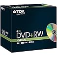 TDK T18444 4.7GB 4x Speed 120min DVD+RW Disc in Jewel Case (Pack of 5)