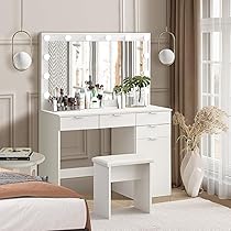Vicco Kaptafel Thalia, Wit Hoogglans, 100 cm met LED-verlichting