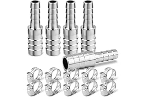 ERGAOBOY 5 pièces d'adaptateur en acier inoxydable 304 19MM à 13MM pour tuyau réducteur à barrettes, raccord union à barrettes pour refroidisseur de liquide de refroidissement, pour l'eau et l'air