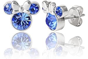 Orecchini Minnie Mouse a Bottone con Pietra Portafortuna Disney da Donna - Orecchini per Ragazze - Gioielli con Pietra Portafortuna - Gioielli Disney