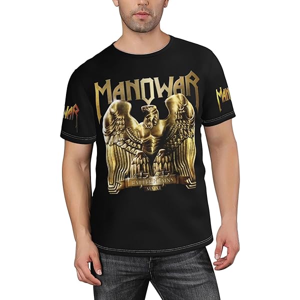 Männer Metal Band T-Shirt Mit Allover-Druck - Kurzarm Shirt Aus Polyester/Elasthan