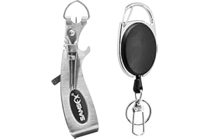 SAMSFX Fliegenfisch-Knoten-Werkzeug, Schnellbindungshaken, Köder, Fliegen, 6-in-1 Fliegenschnurschneider mit Zinger Retractoren