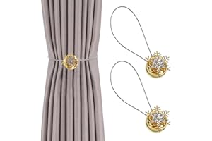 Valicaer 2 Pack Magnetic Curtain Tie Backs, Christmas Snowflake Curtain Holdbacks Window Curtain Tiebacks Metal Decorative Clips Curtain Holder Buckles for Home, Office, Bedroom (golden)