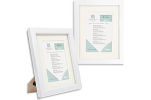 ENMARKALIA DECORACION Marco de fotos (pack x2) color Blanco, tamaño 15x20 cm con paspartú de 10x15 cm, soporte de pie, colagador horizontal y vertical para montaje en pared, moldura de 18x18mm y cristal , X2 Uds