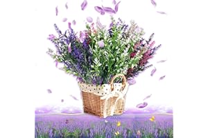 Zamety Sztuczne kwiaty, lawenda, 9 wiązek sztucznych kwiatów, jak prawdziwa lawenda, odporna na działanie promieni UV, bukiet sztucznych kwiatów, lawenda do użytku na zewnątrz, na balkon, do ogrodu,