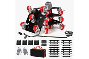 Guolich Kit Sollevatore Mobili, Spostare Mobili Pesanti, Kit Spostamento Mobili con Funzione di Parcheggio, Carico 1300 kg, con 5 Ruote Girevoli 360° per Spostamento Facile dei Mobili (Rosso)