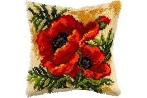 TSHIGO 42×42CM création de Tapis et Canvas kit Tapis au Point noué Lot de Coussins noués à Nouer soi-même Kit de Crochet Latch pour Enfants,Adultes ou débutants