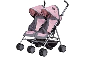 Daisy Chain Zipp Max, Passeggino gemellare per Bambole - Raccomandata per Bambini dai 4 ai 9 Anni. (Classic Pink)