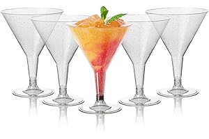 Matana - 48 Eleganti Bicchieri da Martini in Plastica con Glitter Argento, Bicchieri Cocktail (210ml) - Bicchieri per Dessert Riutilizzabili ed Eleganti per Compleanni, Matrimoni, Feste