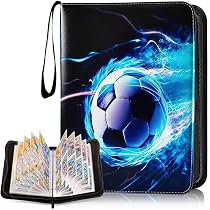 PLLYPE Album De Cartes De Football – Classeur 50 Pages, Capacité 400 Cartes, Avec Fermeture éclair, Compatible 9 X 6,5 Cm