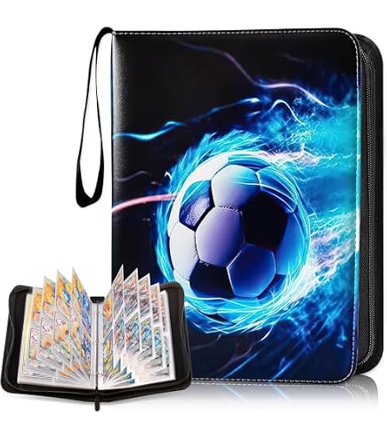 Album Raccoglitore Per Carte Collezionabili Di Calcio – 55 Pagine, Capacità 440 Carte, Copertina In PU Impermeabile, Con Cerniera E Cinturino Da Polso - 2
